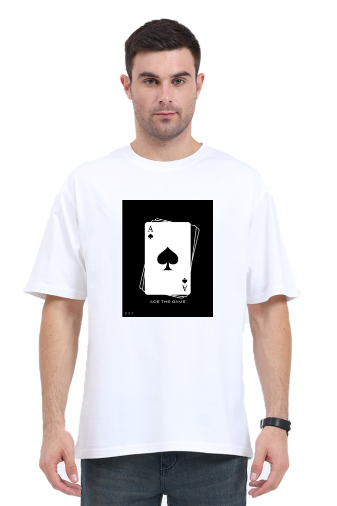 Ace the game- Mens Cotton Short Sleeves round neck Oversized T-Shirt