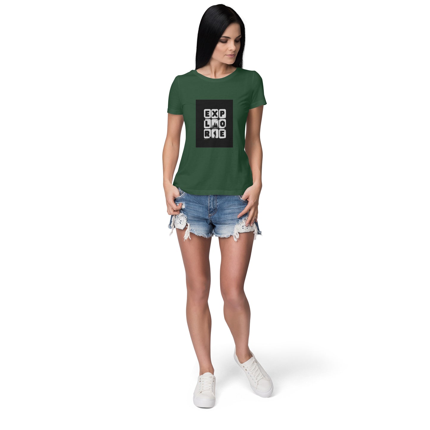 Explore- Women round neck short sleeves cottonT-shirt