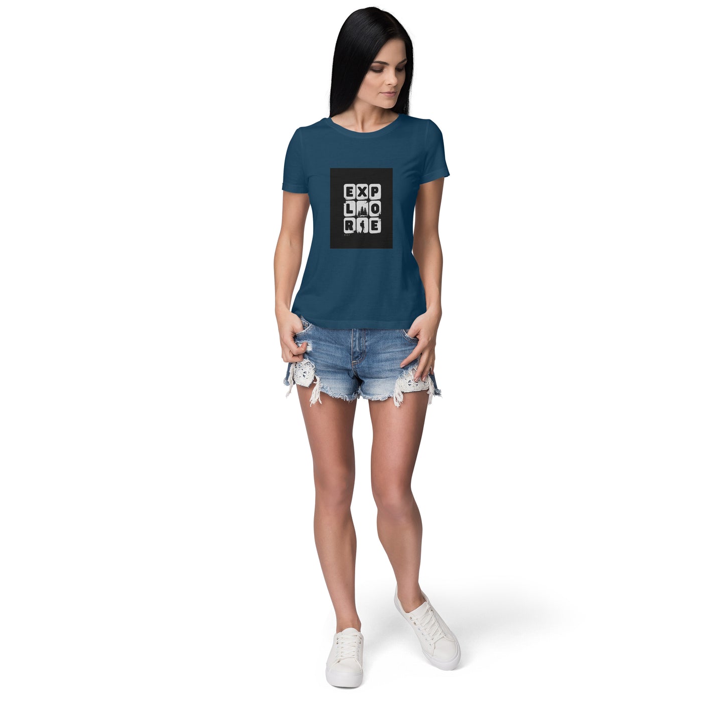 Explore- Women round neck short sleeves cottonT-shirt