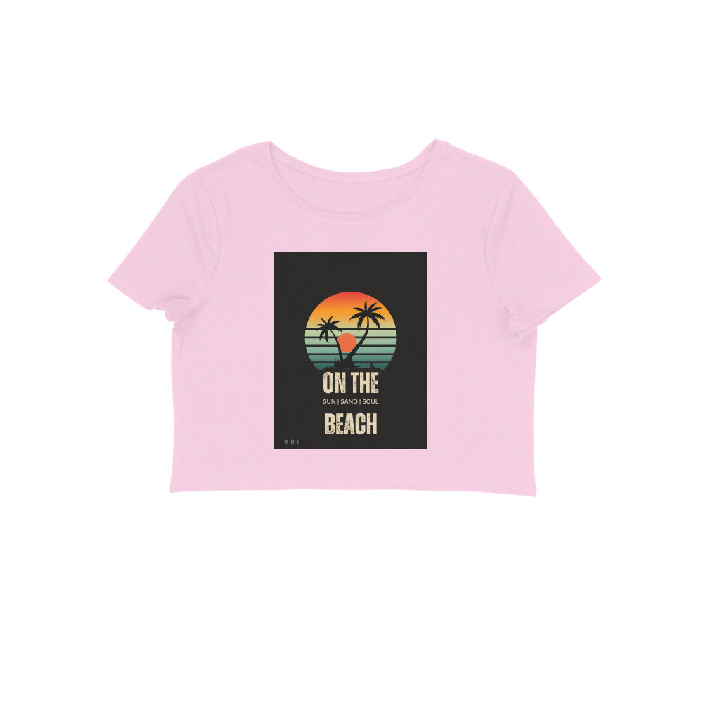 On the beach Girls cotton crop top