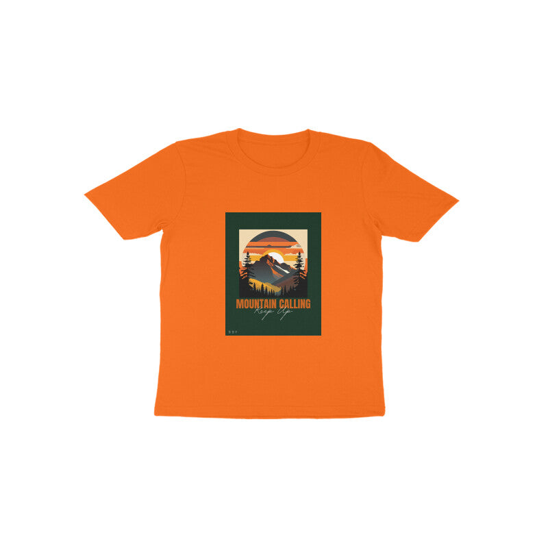 Mountain- Kids round neck short sleeves cotton T-shirt -1-6 Years