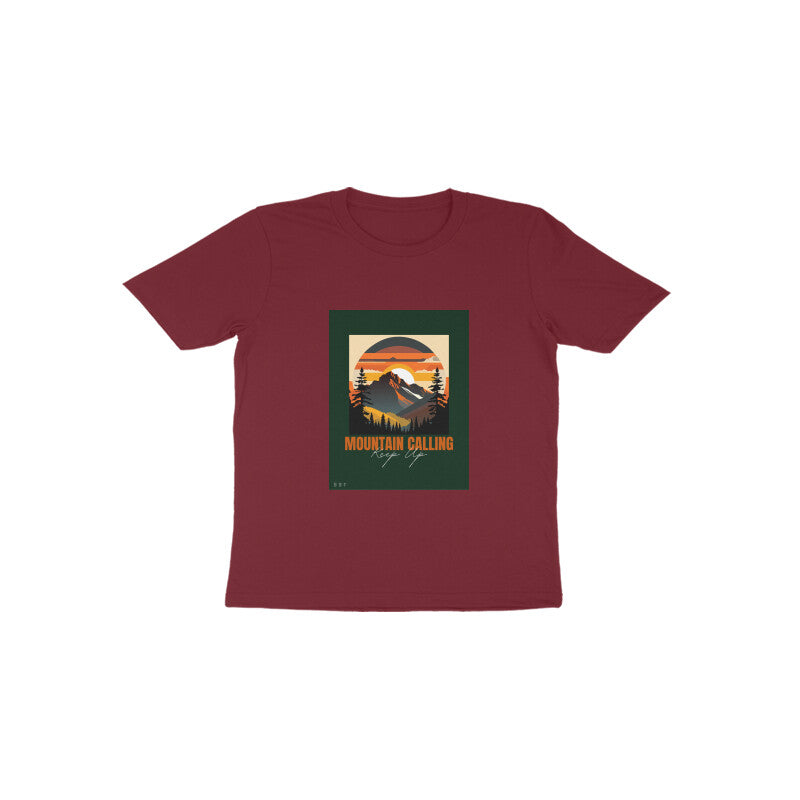 Mountain- Kids round neck short sleeves cotton T-shirt -1-6 Years