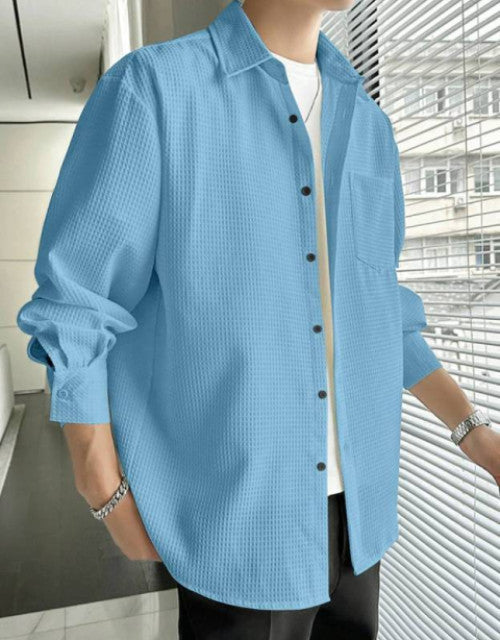 Men Regular Fit Checkered Spread Collar Casual Shirt (M)
