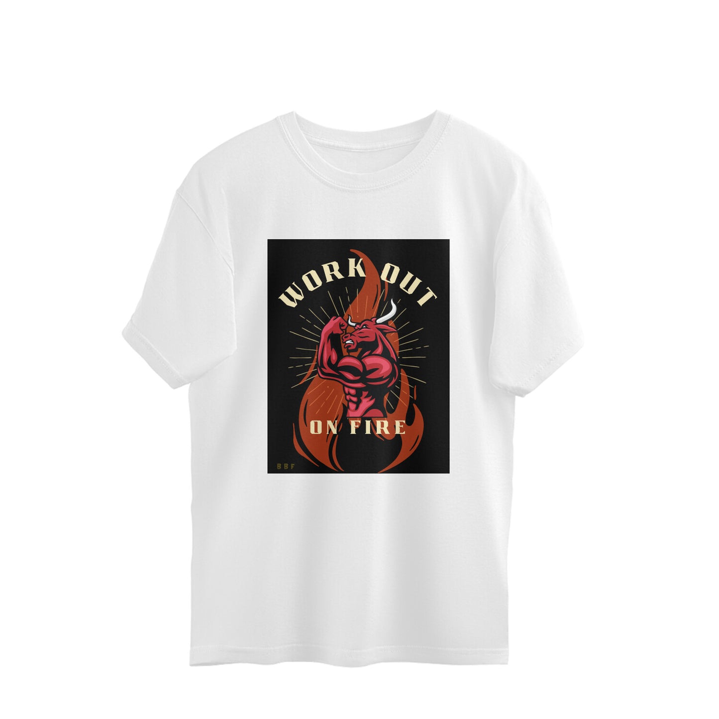 Workout on fire- Mens cotton premium oversized T-shirts