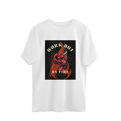 Workout on fire- Mens cotton premium oversized T-shirts