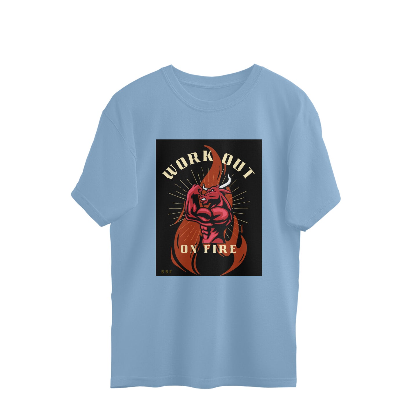 Workout on fire- Mens cotton premium oversized T-shirts