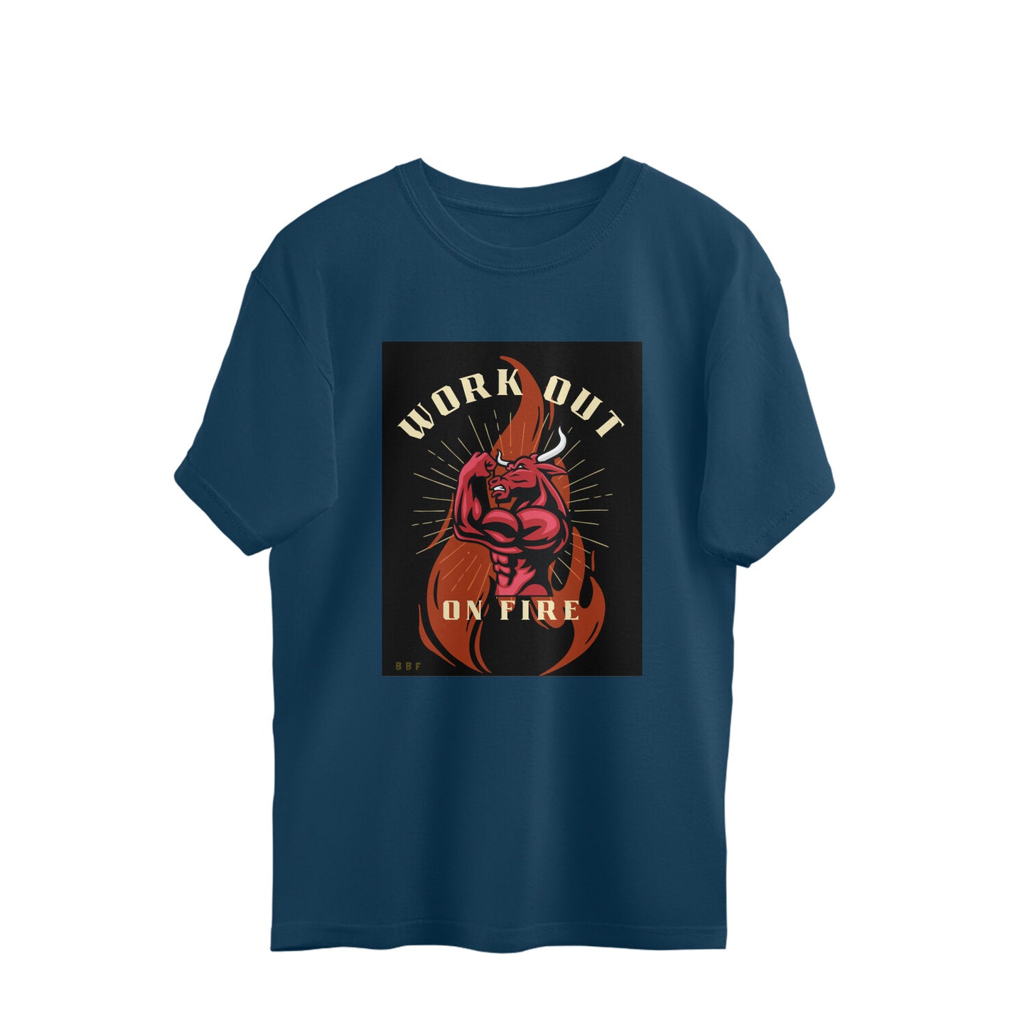 Workout on fire- Mens cotton premium oversized T-shirts