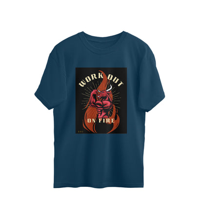 Workout on fire- Mens cotton premium oversized T-shirts