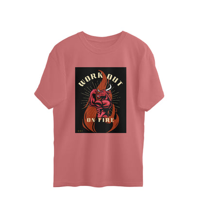 Workout on fire- Mens cotton premium oversized T-shirts