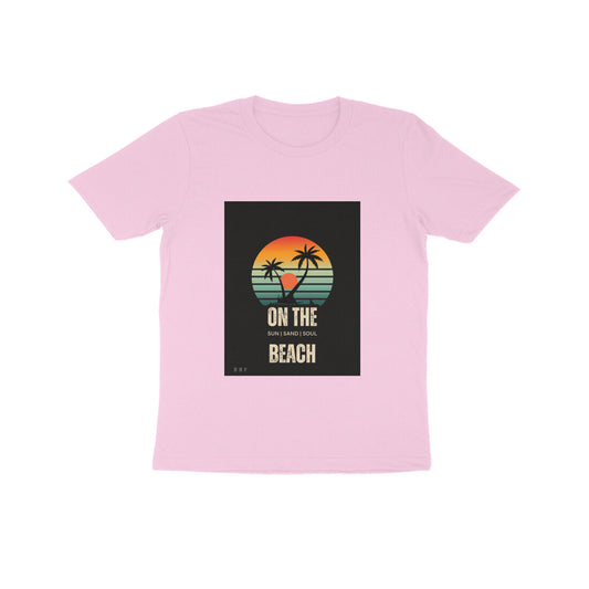 On The beach -Kids round neck short sleeves cotton T-shirt (7-14 years)