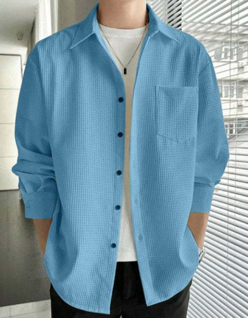 Men Regular Fit Checkered Spread Collar Casual Shirt (M)