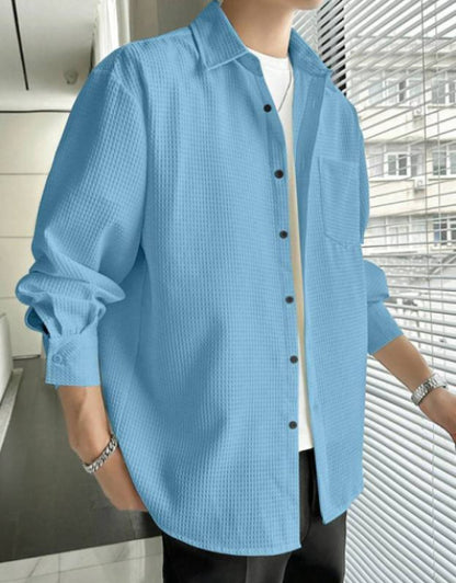 Men Regular Fit Checkered Spread Collar Casual Shirt (M)